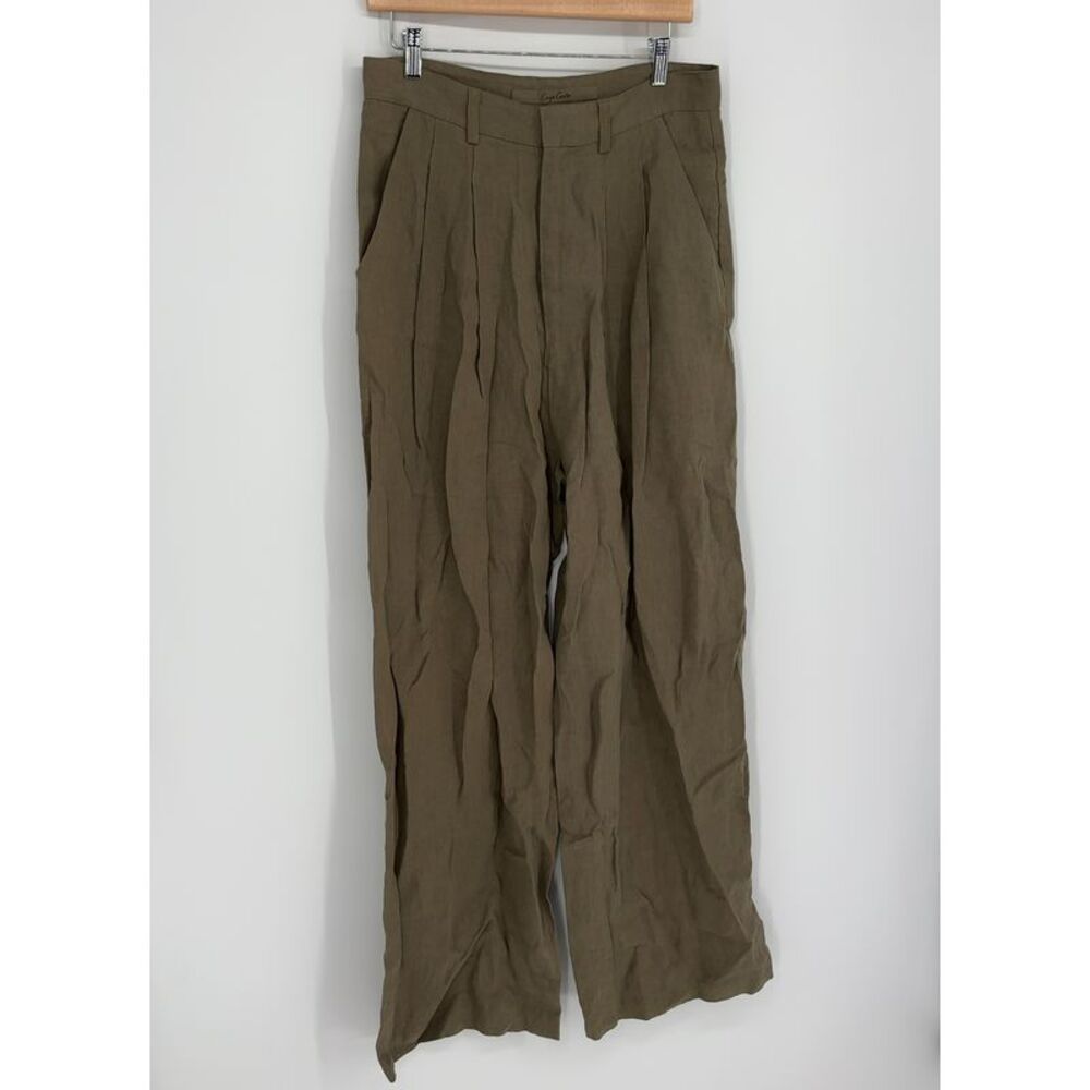 Enza Costa Linen Pleated Wide Leg Pants